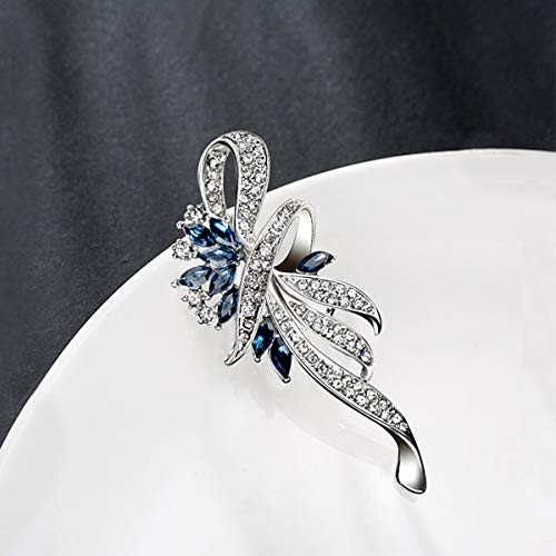 Merdia Created Crystal Brooch Fancy Vintage Style Flower Brooch Pin for Women, girls, ladies with Blue/Purple Created Crystal | Vintage Fashion | Brooches and Pins for Women | Ladies Jewelry - color: Blue