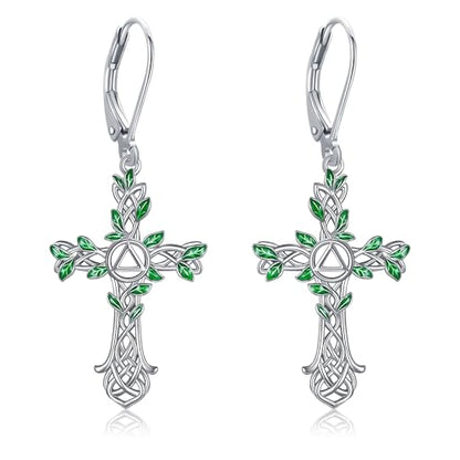 Cross Earrings 925 Sterling Silver Dangle Earring Gifts for Women - style: AA cross