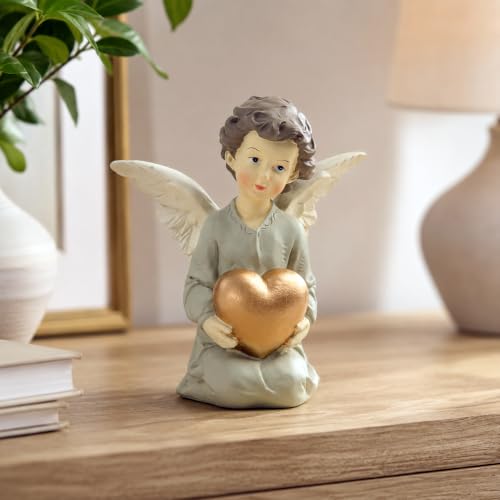 Kneeling Angel Girl Figurine With Heart, 5.12 Inch Resin Guardian Angel - style: 5.12'' Angel w heart on base