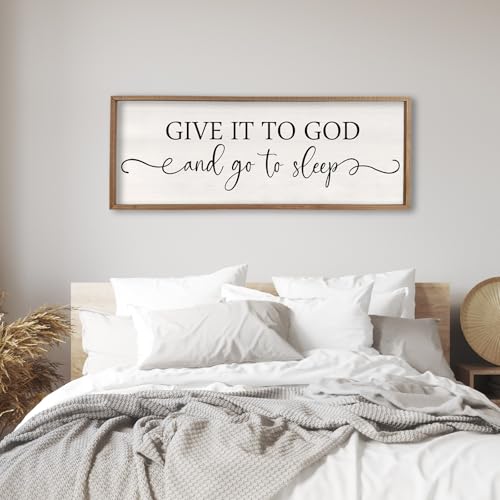 Surfapans Give It To God And Go To Sleep Sign, 40"x15", Wood - color: Give It To God And Go To Sleep（Wood), size: 40"L x 15"W