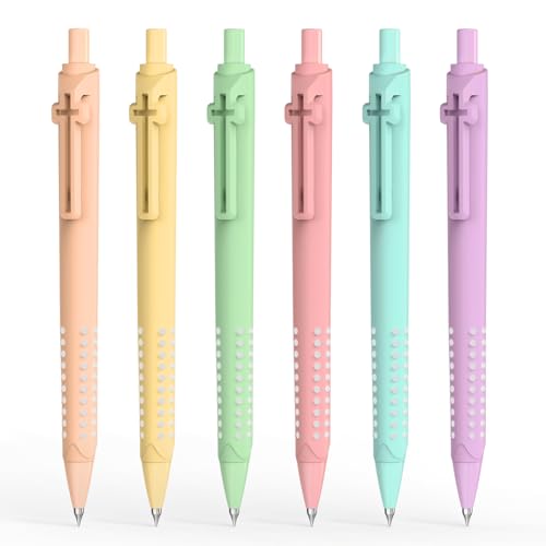 6 Pack Bible Journaling Gel Pens, 0.7mm Black Ink Retractable - color: Macaron-Black Ink