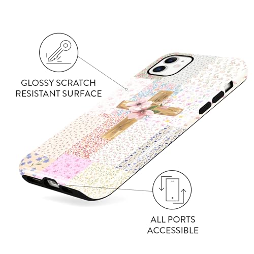 for iPhone 11 6.1'' Pink Flower Cross Christian Phone Case - color: Pink Flower Cross, size: iPhone 11