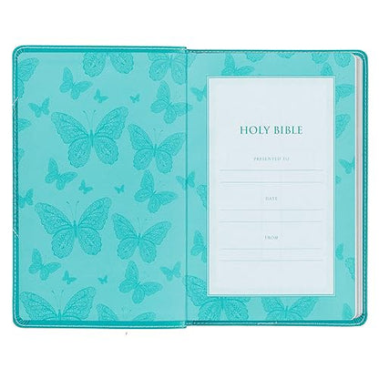 KJV Holy Bible, Gift Edition for Girls/Teens King James Version, Faux Leather Flexible Cover, Teal Butterfly (KJV Gift Editions)