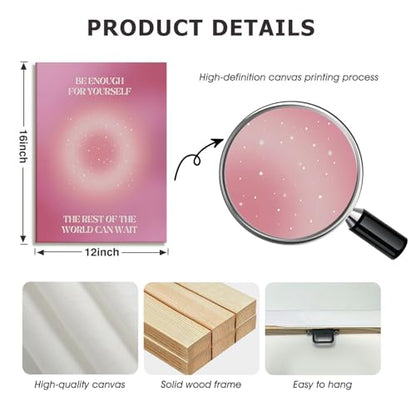NCCXNCC Pink Gradient Halo Angel Digital Canvas Wall Art 12x16 Inch Frame - color: Pink Affirmations, size: 12×16inch