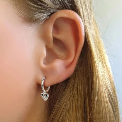 925 Sterling Silver Dangle Earrings Heart Star Cross Drop Earrings Dainty Gold Trendy Cute Earrings for Women - color: Heart, silver