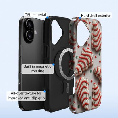 Compatible with iPhone 16 Plus Case,Wireless Charging Compatible,Patented 2‑in‑1 Dual‑Layer Protection, Hot Transfer Print Hard Shell Cover - Christmas Dim Sum Biscuits - color: Christmas Dim sum biscuits, size: iPhone 16 Plus