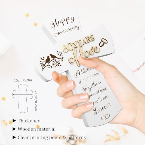 60th Anniversary Wedding Gifts for Wife Husband, Religious Cross Gifts for Women Men,60 year Romantic Anniversary Marriage Gift for Her,Him,Couple,Parents,Friends,Wedding Anniversary Decorations - style: 60 years of marriage
