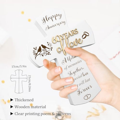 60th Anniversary Wedding Gifts for Wife Husband, Religious Cross Gifts for Women Men,60 year Romantic Anniversary Marriage Gift for Her,Him,Couple,Parents,Friends,Wedding Anniversary Decorations - style: 60 years of marriage