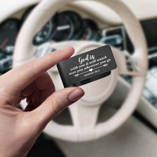 Genesis 28:15 Car Visor Clip, Christian Visor Clip for Men Women - color: Black06