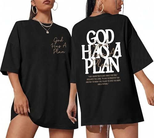 Christian Shirts for Women God is Good Shirt Oversized Jesus Faith Tshirt - color: B-black, size: Medium