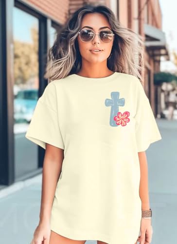 Christian Shirts for Women Jesus Shirt Christian Graphic Tees - color: Apricot-k, size: Large