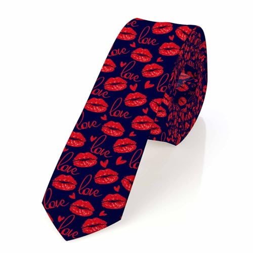 Men's Ties Novelty Tie Necktie for Men Teen Boys Multicolor Tie Party Holiday Thanksgiving Christmas - color: Sexy Red Lips