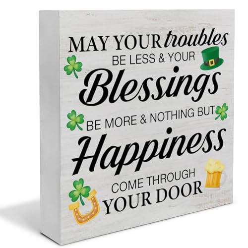 St. Patricks Day Decor Irish Blessings Decor, Rustic Holiday Wooden Sign - color: Blessings