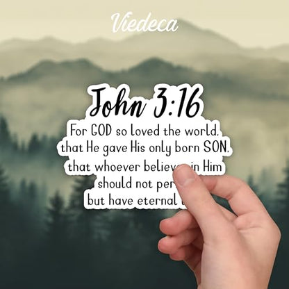 (3Pcs) Loved Christian Sticker Inspirational Quotes Bible Verse John 3:16 Jesus Vinyl Decals for Tumbler Kindles Laptop Water Bottles Books Phone - Size 3x2.2 Inch