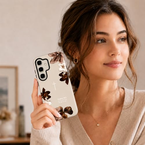 Christian Phone Case Compatible with Samsung Galaxy S26 Plus Floral Bible Verse Psalms 46:5 Protective Hybrid 2-Layer Shell Cover for Women Girls | Religious Faith Gift - White - color: White
