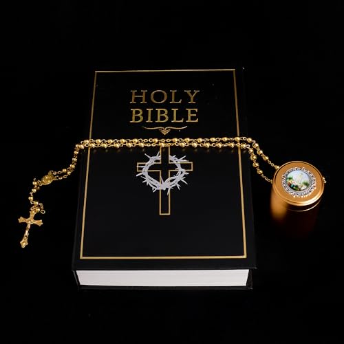 6mm Rosary Beads with Rosary Box, Black Glass Saint Benedict Necklace, Anglican Prayer Beads Catholic Gifts - color: Rosary-6-7