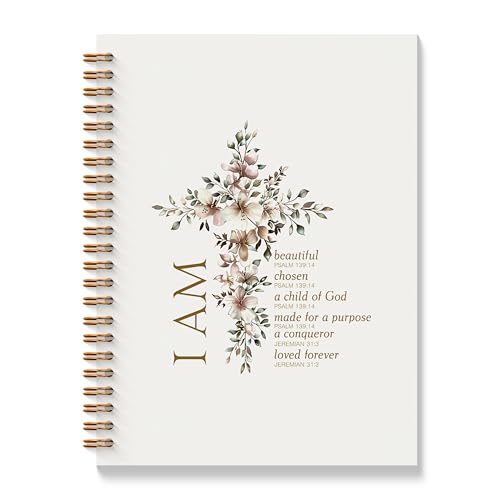 Inspirational Christian Notebook - Bible Verse Journal, Prayer Spiral Notebook, Motivational Christian School Supplies Notebooks, Inspirational Christian Gifts, Coworker Gifts, 5.5x8.3 Inches - color: I Am