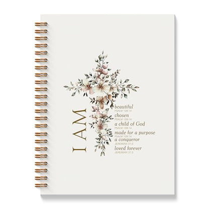 Inspirational Christian Notebook - Bible Verse Journal, Prayer Spiral Notebook, Motivational Christian School Supplies Notebooks, Inspirational Christian Gifts, Coworker Gifts, 5.5x8.3 Inches - color: I Am