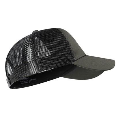 Baseball Cap, American Flag Trucker Hat for Men Women, Breathable Adjustable Fit Outdoor Mesh Snapback Hats - color: Olive/Black Flag