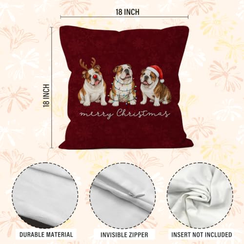Christmas English Bulldog Throw Pillow Covers 18x18 Home Decor - color: English Bulldog