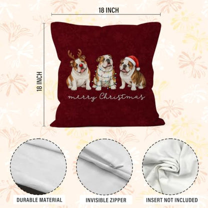 Christmas English Bulldog Throw Pillow Covers 18x18 Home Decor - color: English Bulldog