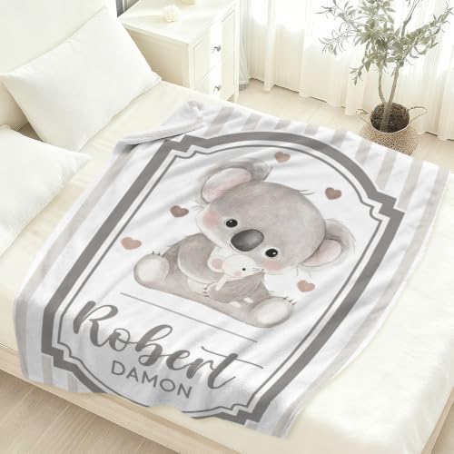 Personalized Baby Blanket with Name, Cute Koala Nursery Blanket - color: Baby Blanket #11