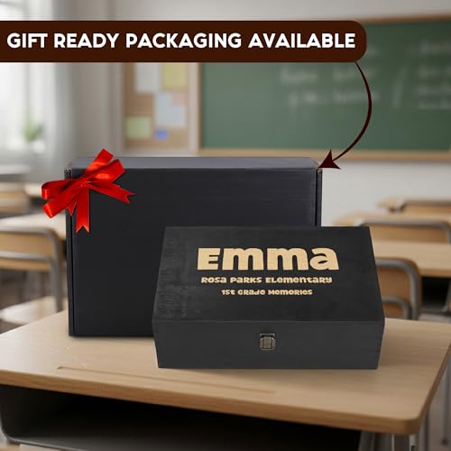 Personalized School Years Memory Box, Engraved Keepsake Chest for Kids - style: 18. Kids School Memory Box