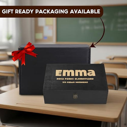 Personalized School Years Memory Box, Engraved Keepsake Chest for Kids - style: 18. Kids School Memory Box