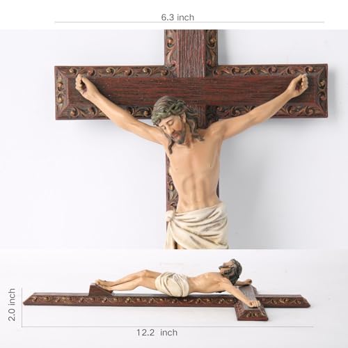 BC Catholic Crucifix Wall Cross, 12" H Jesus Cross for wall - color: Full color