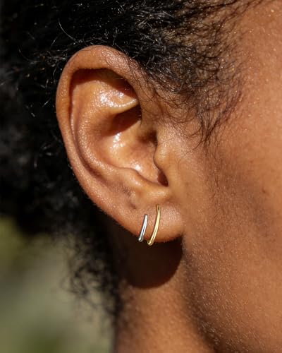 Small Two Tone Stud Earrings for Women Trendy Gold and Silver Minimalist Cross Earring Dainty Earrings Mixed Metal Jewelry Gifts for Daily Wear，3 Styles - style: Minimalist Studs-2