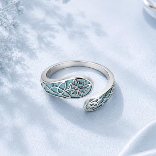 Turquoise Spoon Rings Sterling Silver Spoon Jewelry Gift For Women - color: Witches Knot