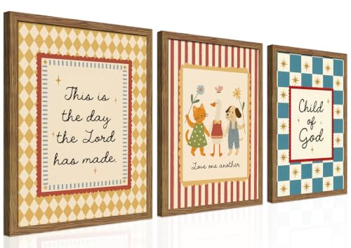 Christian Nursery Wall Art Set of 3, Vintage Bible Verse Kids Canvas Wall Decor Paintings, Child of God Religious Scripture Artwork Prints Pictures for Baby Kids Bedroom Playroom 16x24 Inch Framed - color: Son of God, size: 24L" x 16W"