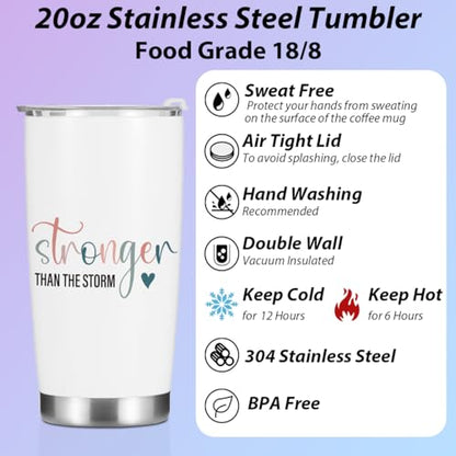 Inspirational Quotes Tumbler, Positive Gifts for Women Friends Bestie Christmas Birthday Boss Day, Motivational Gifts Coffee Mug Stainless Steel Vacuum Insulated Double Wall Travel Cup with Lid 20oz - color: Stronger Storm 1151