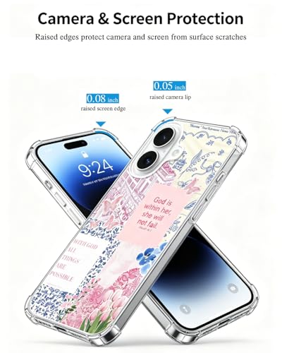 Pink Christian Phone Case Compatible with iPhone 17, Jesus God Floral Aesthetic Phone Cover for iPhone 17 - color: Pink Christian