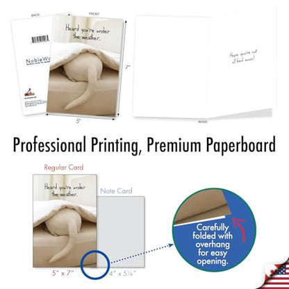 NobleWorks - 1 Get Well Card with Envelope - Cute White Puppy Dog Under the Sheets and Weather - Tattle Tails Bed C9279EGWG - style: Tattle Tails