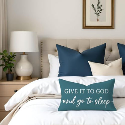 Decorative Throw Pillow Covers 12x20 Inch Set of 2 – Dusty Teal - color: Dusty Teal