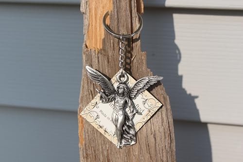 Angel Keychain Hand Made Fine Pewter Guardian Angel Key Chain Key Ring