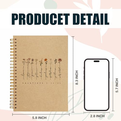 Christian Journal Notebook, Bible Notebooks for Note Taking for Women, Christian Bible Gifts for Women, Scripture Journals, Galatians 5:22-23 Religious Journals, Kraft Paper 5.5x8.3 Inch - color: 5:22-23 kraft