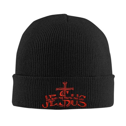 Cat Dad Beanie Hat Winter Cuffed Knit Hat Skull Watch Cap Embroidery Fisherman Beanies for Women Men Unisex - color: Cross