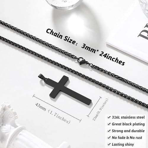 Cross Bracelet Cross Necklace Jewelry Set for Boys, First Communion, Baptism, Confirmation Gifts for Teenage Boys