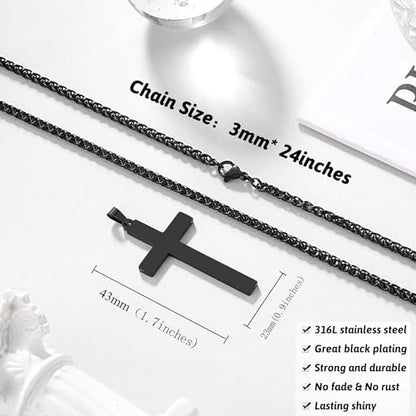 Cross Bracelet Cross Necklace Jewelry Set for Boys, First Communion, Baptism, Confirmation Gifts for Teenage Boys