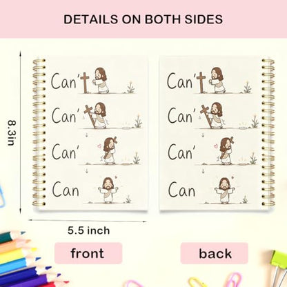Inspirational Christian Jesus Cross Spiral Notebook 5.5x8.3 Inch, Cute Funny Can't Can Faith Lined Journal for School Work, Cute Religious Gifts for Women Teen Girls - color: Christian