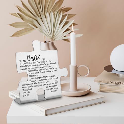 To My Bestie Gifts Bestie Gifts from Sister Thank You for Being My Unbiological Sister Best Friend Christmas Wedding Friendship Gifts for Sister Bestie Decorative Sign Funny Office Desk Decor - style: Bestie