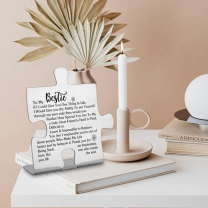 To My Bestie Gifts Bestie Gifts from Sister Thank You for Being My Unbiological Sister Best Friend Christmas Wedding Friendship Gifts for Sister Bestie Decorative Sign Funny Office Desk Decor - style: Bestie