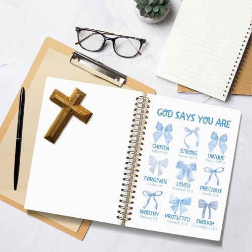 Blue Bow God Says You Are Christian Bible Notebook Journal for Women - color: God Says You Are - Blue