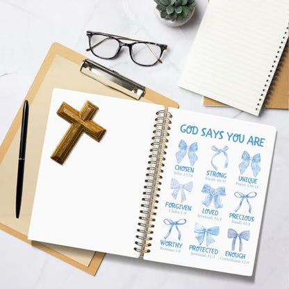 Blue Bow God Says You Are Christian Bible Notebook Journal for Women - color: God Says You Are - Blue