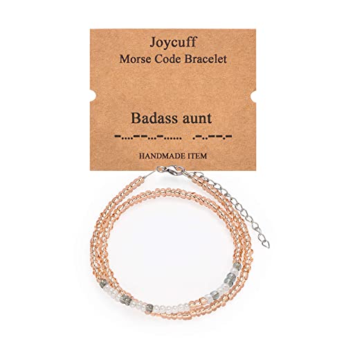 Inspirational Morse Code Bracelets for Women Funny Jewelry Birthday Gifts - color: Badass aunt