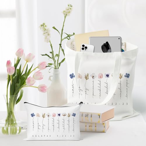 Y1tvei Canvas Bags Gifts, Tote Bag with Makeup Pouch, Birthday Party Favors