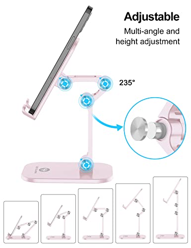 OCYCLONE Phone Stand for Desk, Foldable Cell Phone Stand Holder, Pink - color: Pink