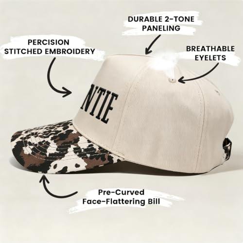 Put It On My Husband's Tab Funny Trucker Hats Women Vintage Adjustable Baseball Cap Embroidery Fashion Trucker Hat - color: Auntie - Cow Print